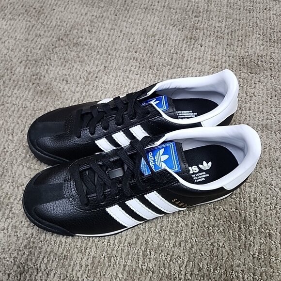 Adidas Samoa Sneakers Black White Leather Men's Size 7.5 Lace Up - Picture 4 of 9
